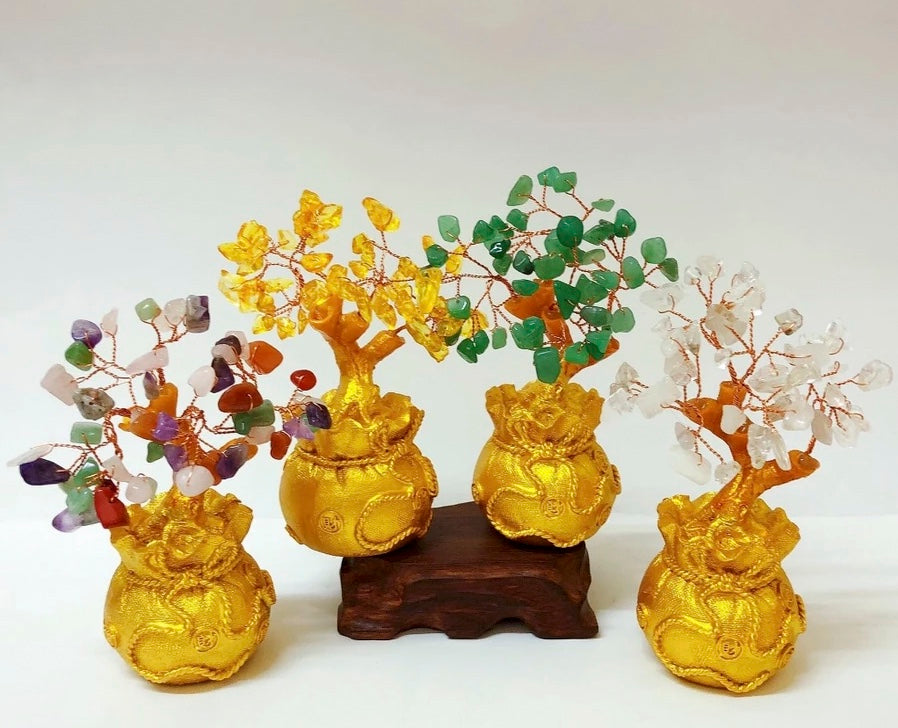 Fengshui Citrine Money Tree Jade/ Amethyst/ Citrine/ Rose Quartz Money Tree Fortune Tree Wealth Tree