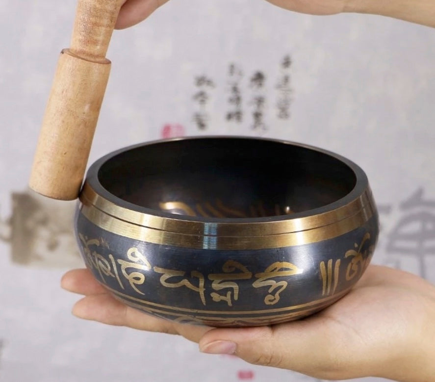 Tibetan Buddhist Singing Bowl Buddha Sound Bowl Musical Instrument for Meditation with Stick
