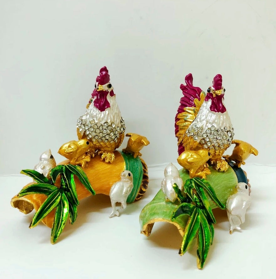 Fengshui Bejeweled Wish Fulfilling Rooster Family