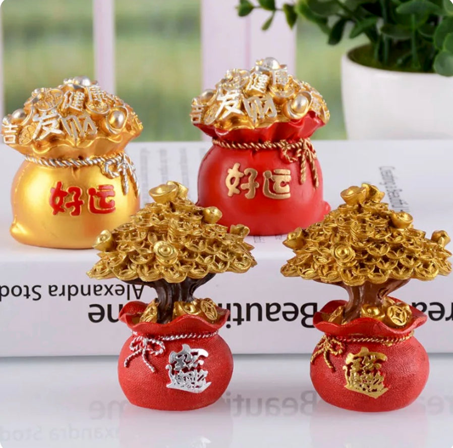Money Tree Wealth and Good Luck Feng Shui Money Bag God of Wealth for Wealth Luck and Good Fortune