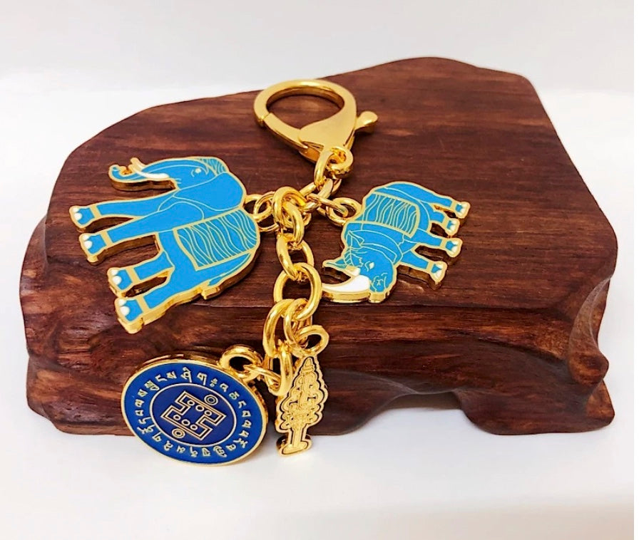 Fengshui Elephant & Rhinoceros With Ksitigarbha Staff Amulet