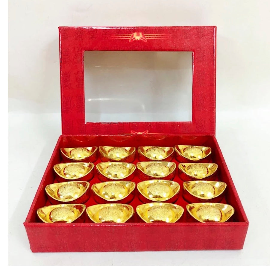 Fengshui Blessed 16PCS/ Set of Gold Ingot Money Bar to Attract Wealth