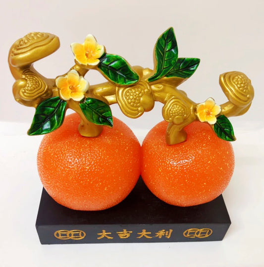 Fengshui Decor Orange Figurine with Ru Yi Ruyi Kiat Kiat Figurine Lucky Charm Home Decor