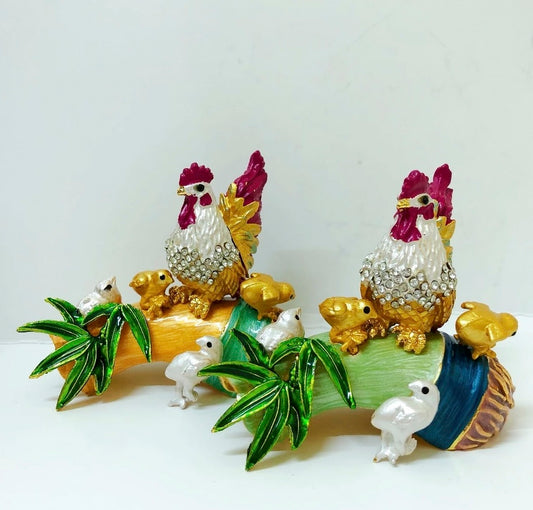Fengshui Bejeweled Wish Fulfilling Rooster Family