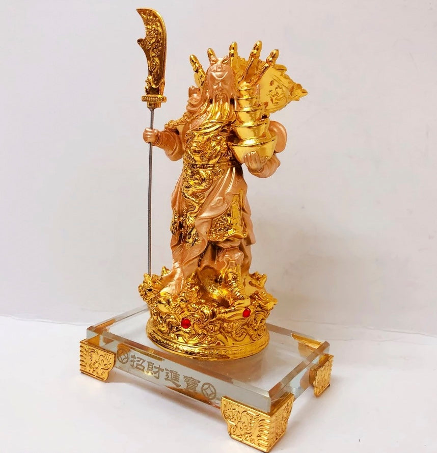 Fengshui Magnificent Kwan Kung With 5 Flags Kuan Kung With Five Flag Guan Gong God of Wealth