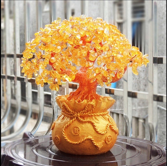 Fengshui Citrine Money Tree Jade/ Amethyst/ Citrine/ Rose Quartz Money Tree Fortune Tree Wealth Tree
